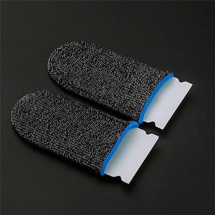 Image of Thumb & Finger Sleeve for Mobile Game with Super Conductive Fiber Fabric, Anti-Sweat & Breathable for PUBG, Garena Free Fire, Rules of Survival, Knives Out, COD Mobile (3 Pair-6 pcs With Black Pouch)
