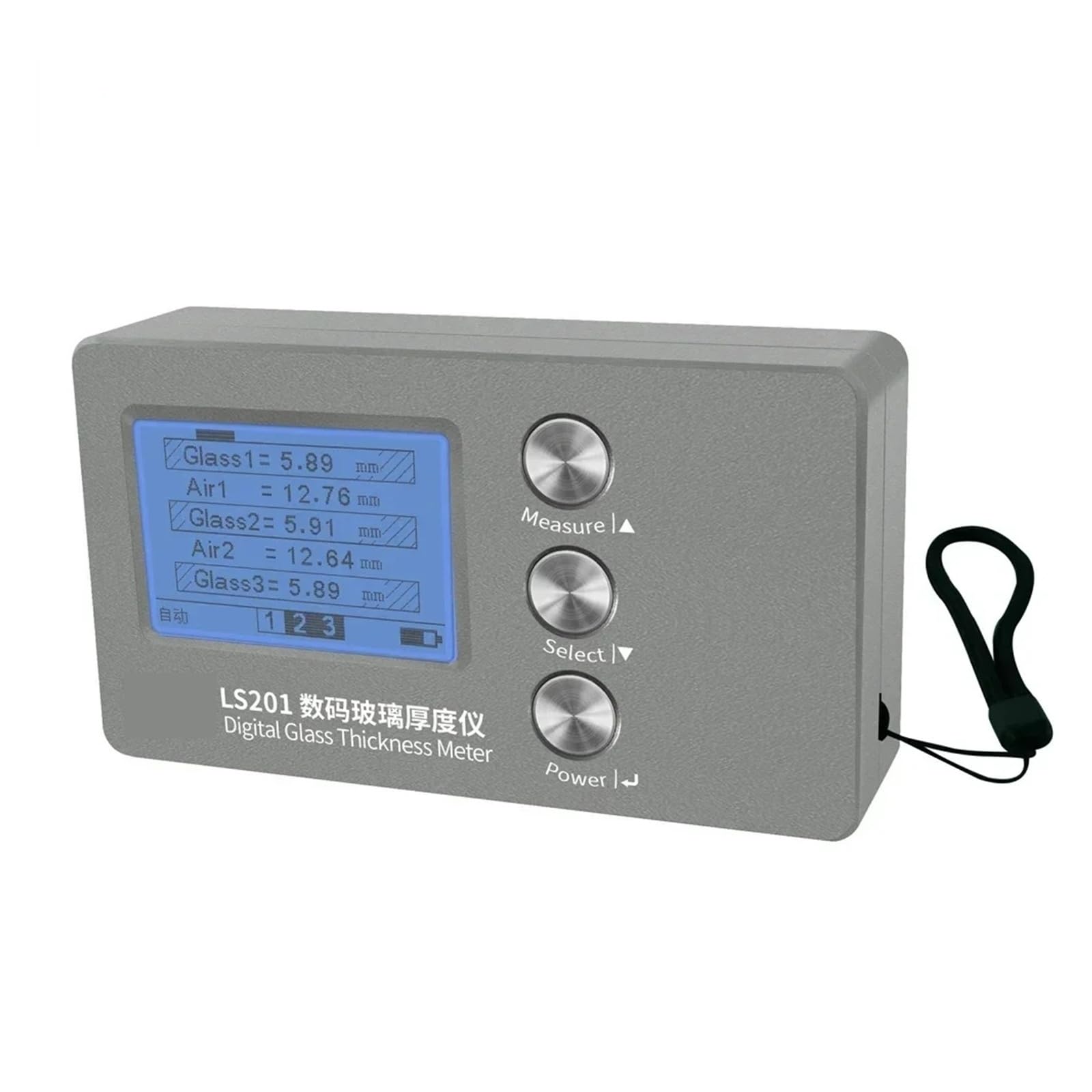 Medidor de espesor de vidrio hueco Digital LS201 con pantalla LCD herramienta de medición de doble acristalamiento calibración automática Capacidad de medición integral