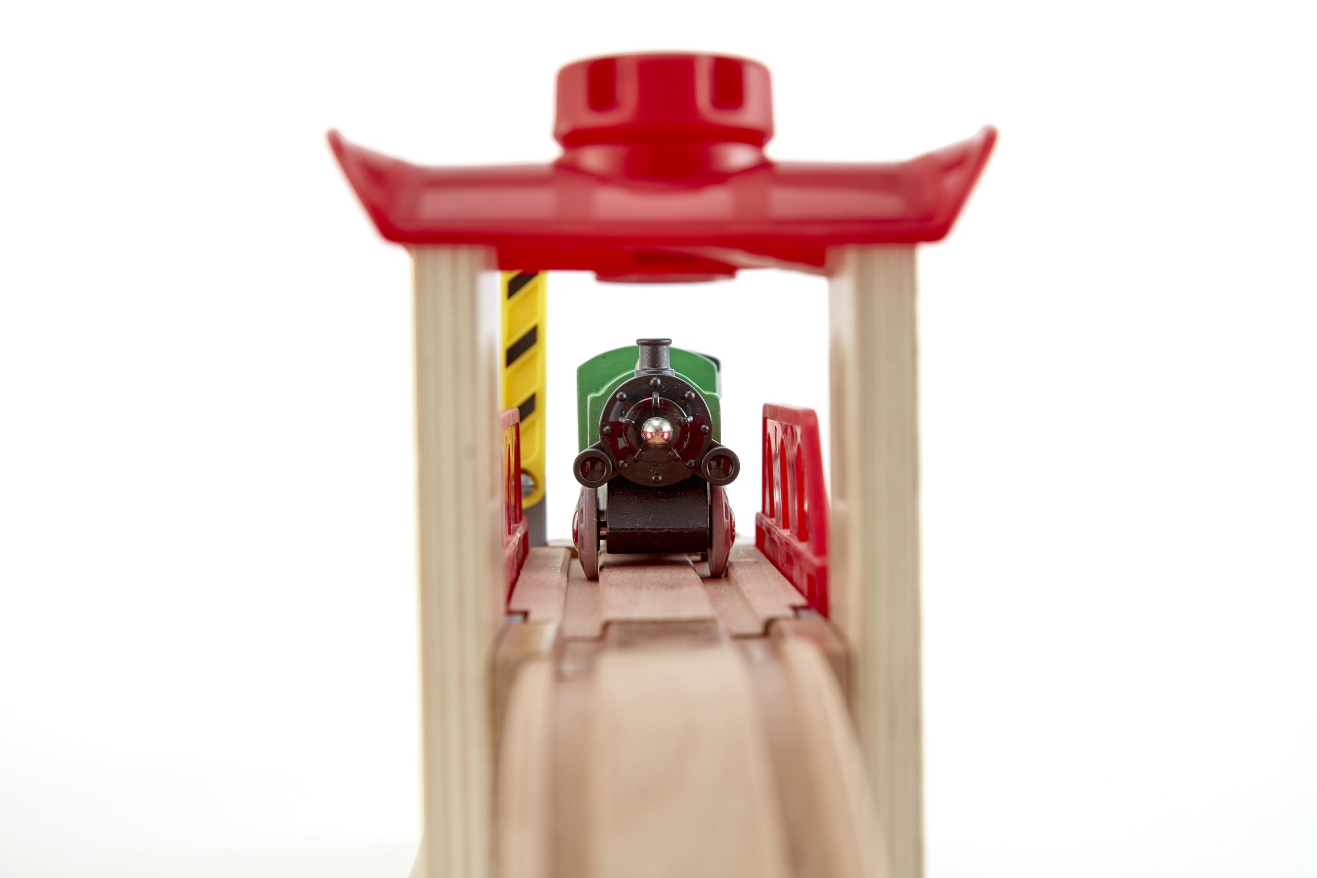 Hape Jouet Pont Levis pour Circuit Train en Bois - Jeu Educatif pour Enfant de Plus de 3 Ans - Système de Molette pour Relever Le Pont - Compatible avec Les Jeux de Marques Traditionnelles