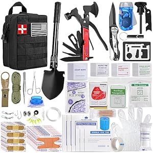 Survival Kit, 200 in 1, Gifts for Men Women Teenagers, Upgraded Survival First Aid Kit, Practical Tactical Gear Camping Tool Emergency Medical Supplies for Camping Hiking Fishing Home Office