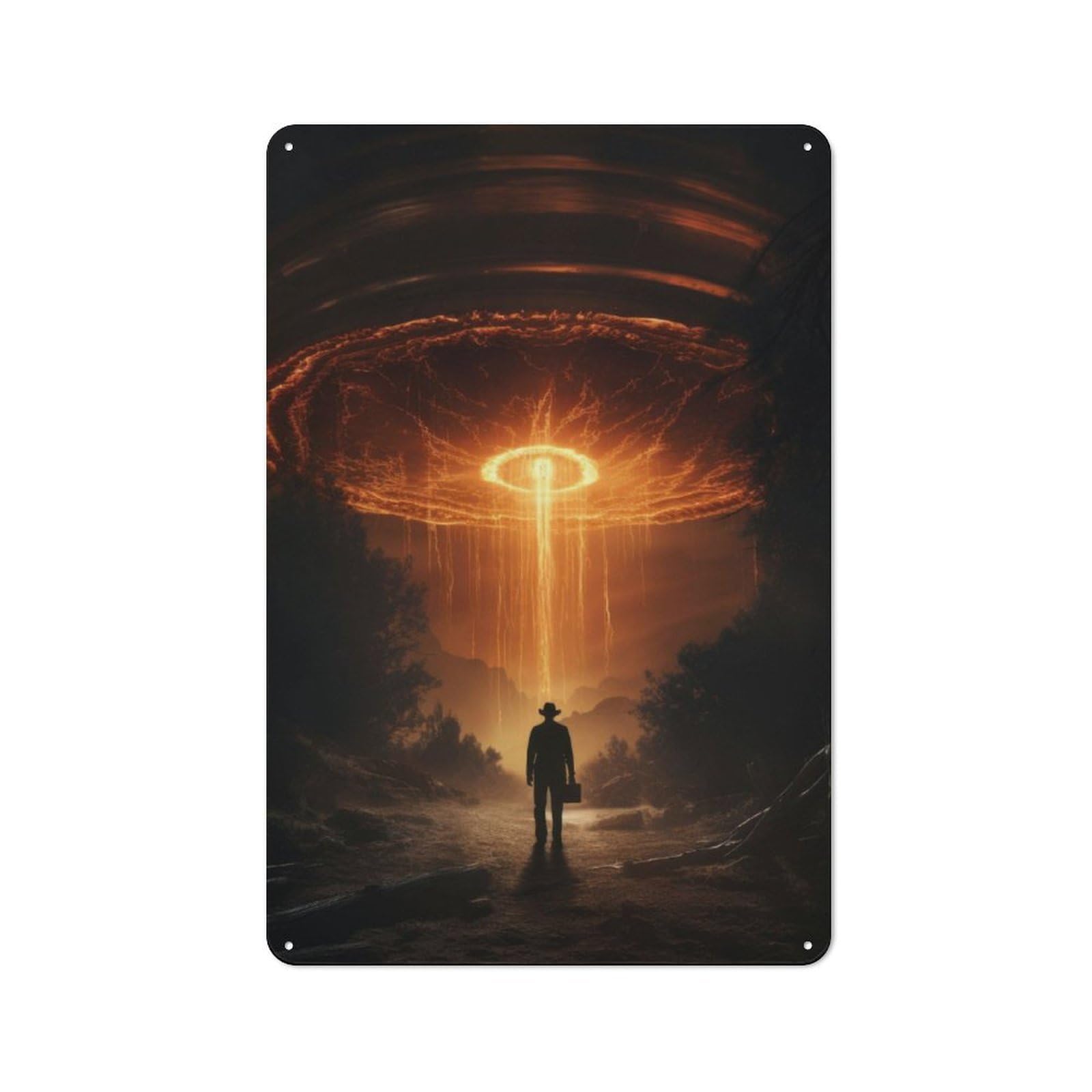 Junmoney Ufo Alien Abduction Rustic Tin Wall Plaque 30X20cm For Home Bar Wall, For Vintage Wall Decor Fans, For Living Room And Hallway Decor