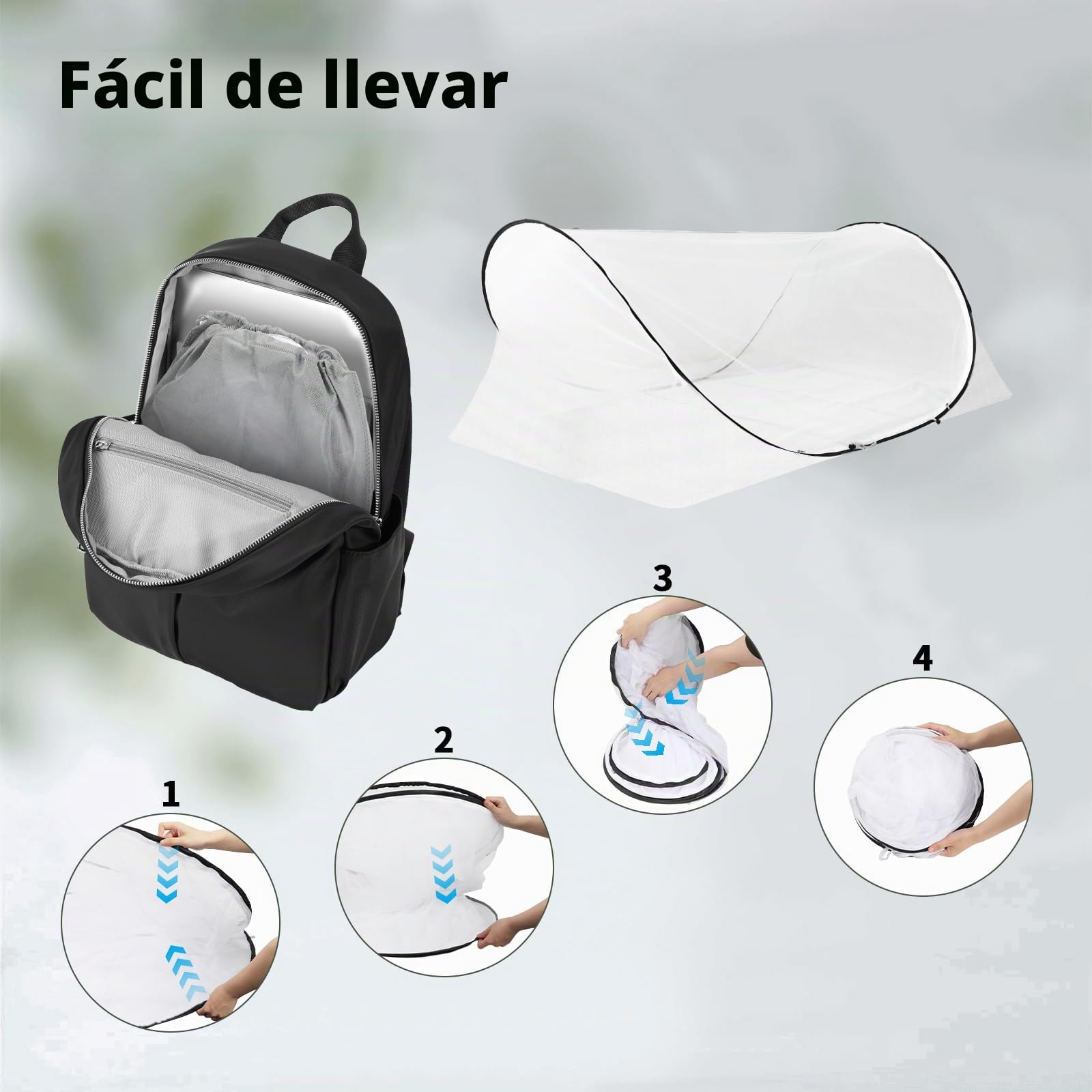 BigKing Mosquitera de viaje, ajustable, emergente mosquitera, portátil, plegable, para cama individual con cremallera, perfecta para dormitorios, viajes o camping