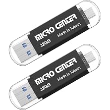 INLAND Micro Center SuperSpeed 2 Pack 32 جيجابايت محرك مزدوج يصل إلى 100 ميجابايت/ثانية النوع C والنوع A 2 في 1 USB 3.0 محرك أقراص فلاش محرك الإبهام ذاكرة تخزين عصا لأجهزة الكمبيوتر الروبوت أجهزة الكمبيوتر ماك بوك أقراص PC، براون