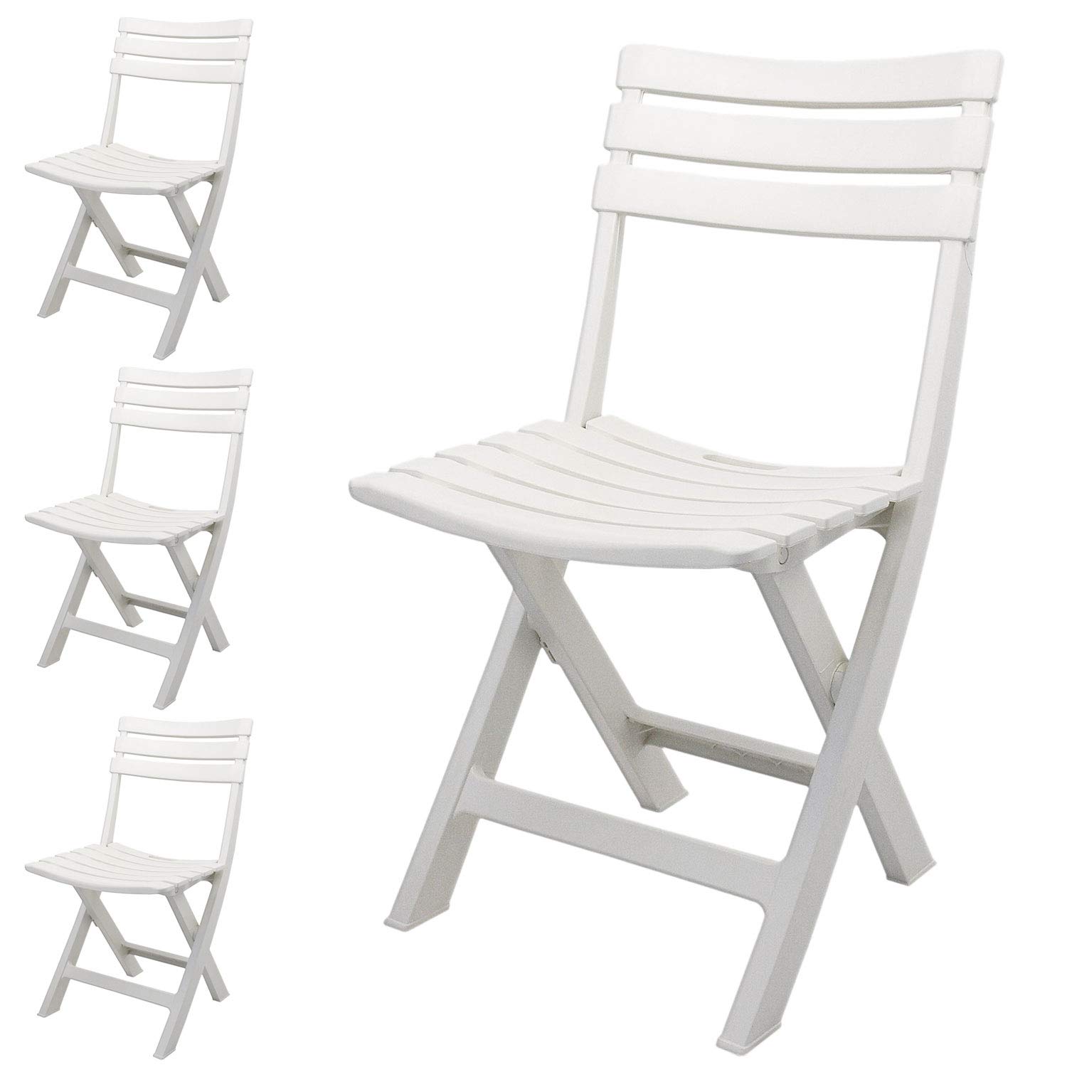 Chaises de camping pliantes Multistore 2002 lot de 4 en plastique blanc
