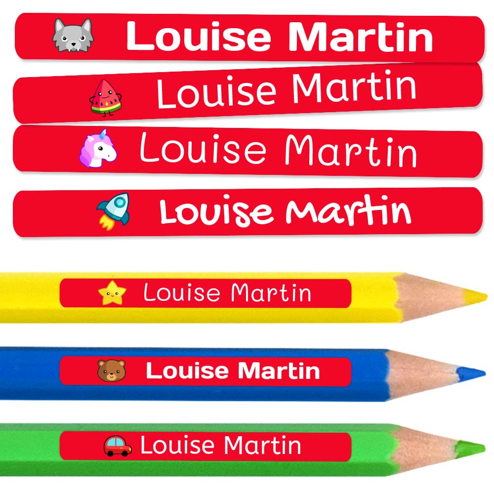 500 Personalised Sticky Labels for Pencils and Ballpoint Pens School Stickers with Name for Marking Items Waterproof Stickers for School and Nursery Dimensions 4.6 x 0.6 cm
