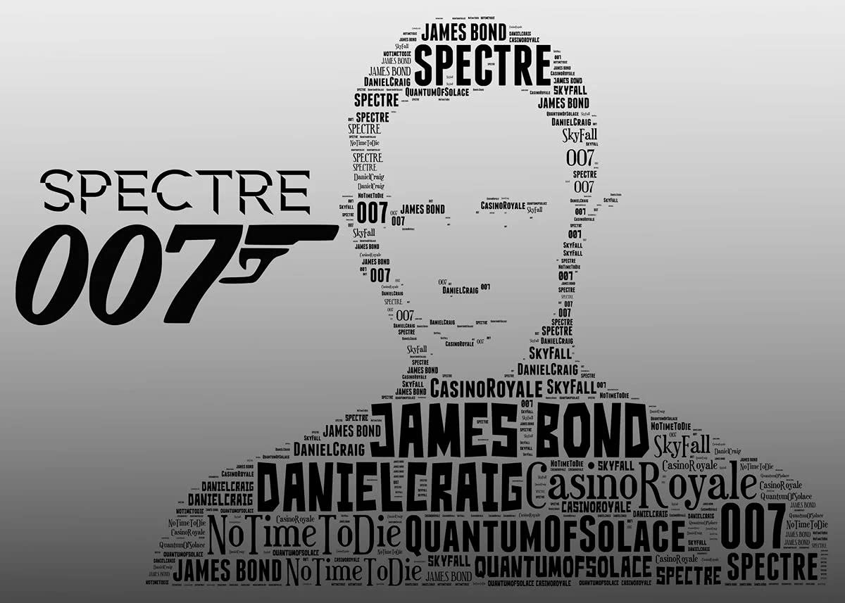 Spectre James Bond Agent 007 Spy Film Action Movie Special Font Print Poster Wall Art Picture A4 +