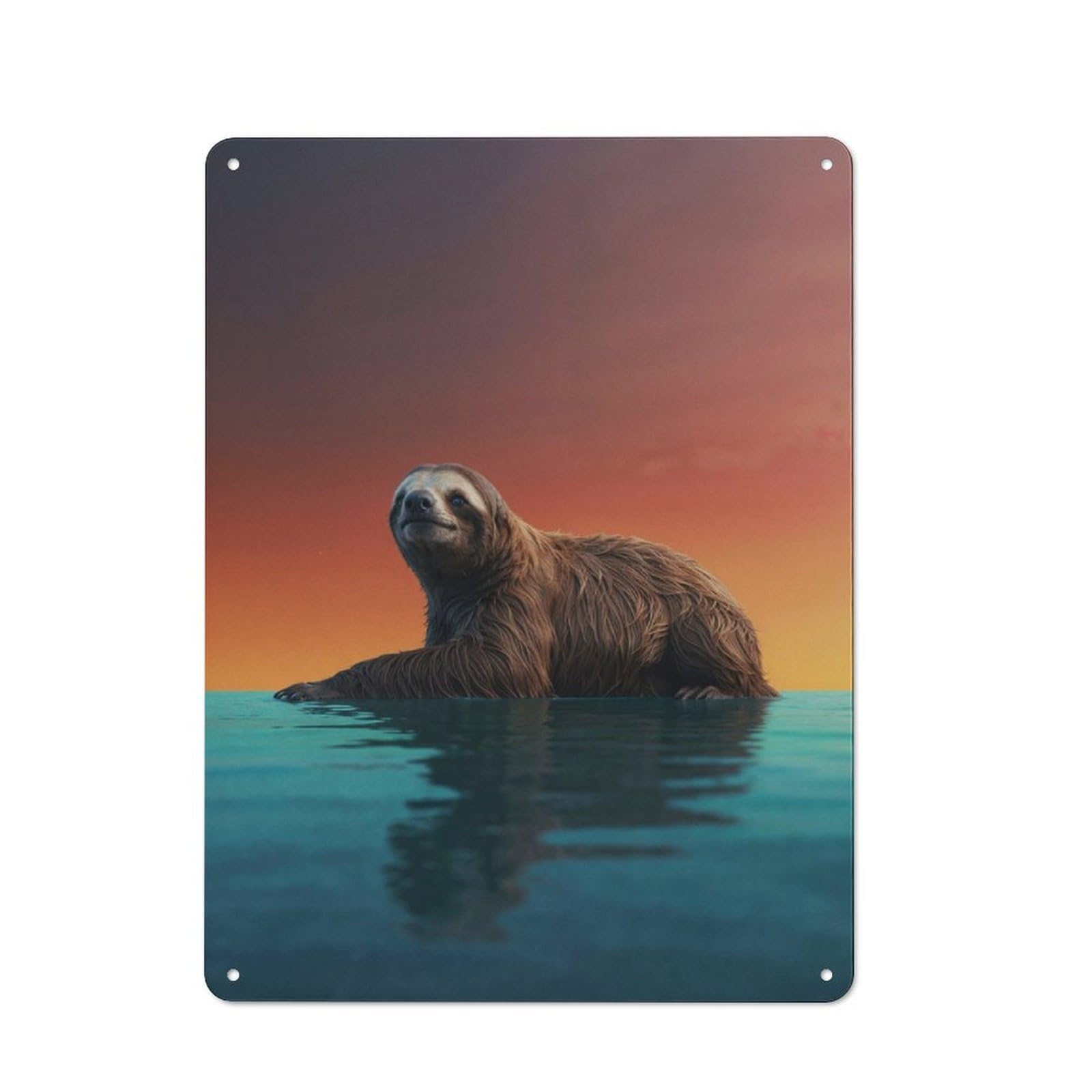 Junmoney Serene Sloth At Sunset Metal Wall Sign With Design 40X30cm, Vintage Industrial Wall Art For Workshop, Basement, Shed Or Games Room