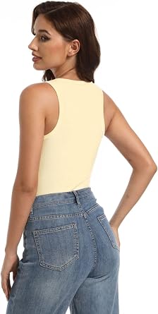 VERACT Womens Sleeveless Casual Basic Ribbed Fitted Tank Top