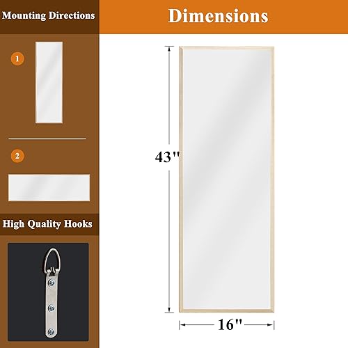 Miniatura 3 de NeuType - Espejo de pie de longitud completa, espejo de pared, 43 x 16 pulgadas, espejo de cuerpo completo, espejo de vestidor, para colgar o apoyar