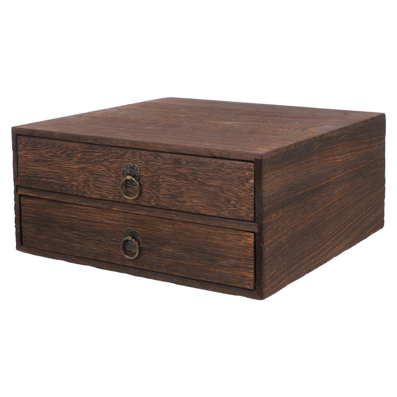 Boîte de rangement en bois massif vintage et tiroir organisateur de bureau