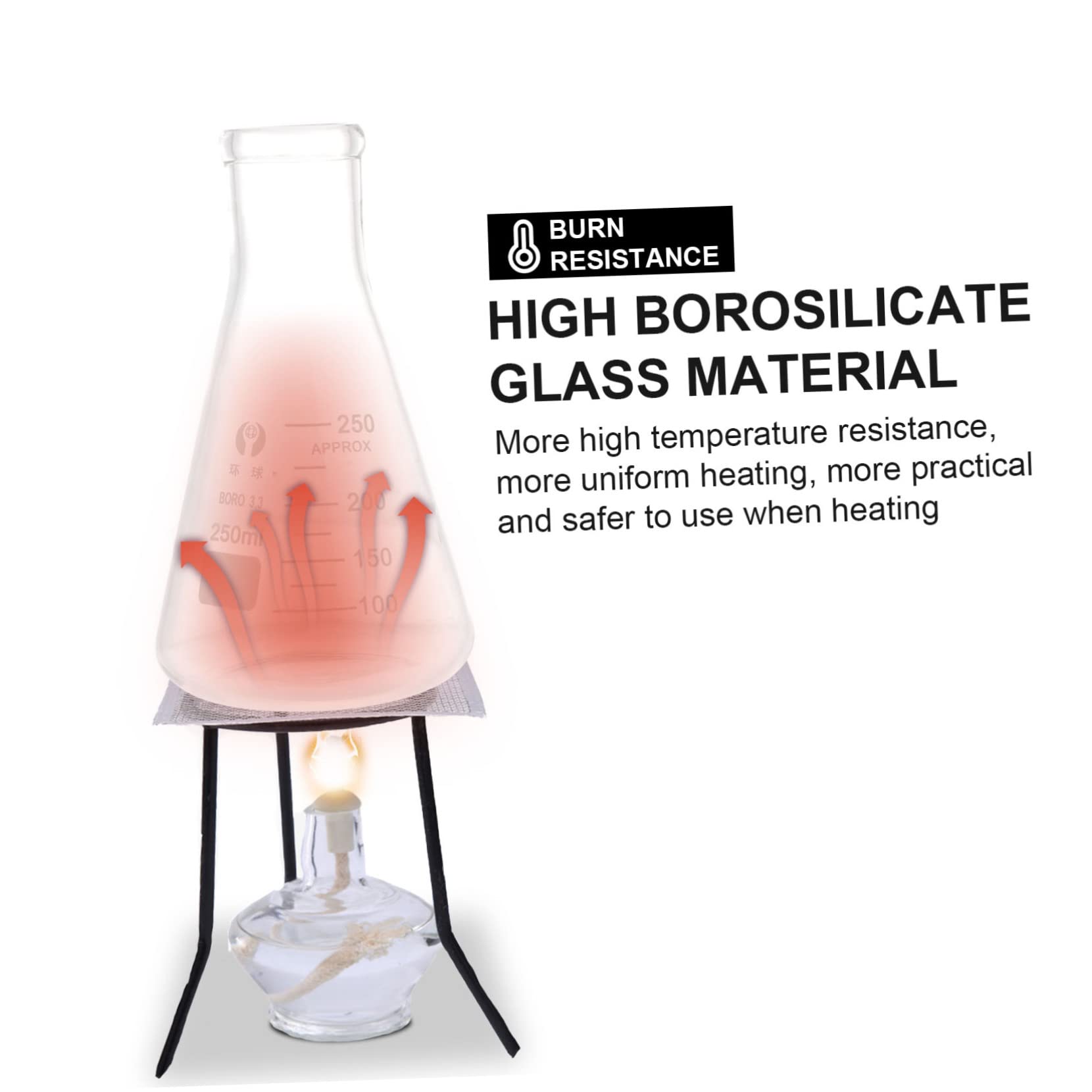 Beuta Conica in Vetro Borosilicato 4 Pezzi, Flacone da Laboratorio