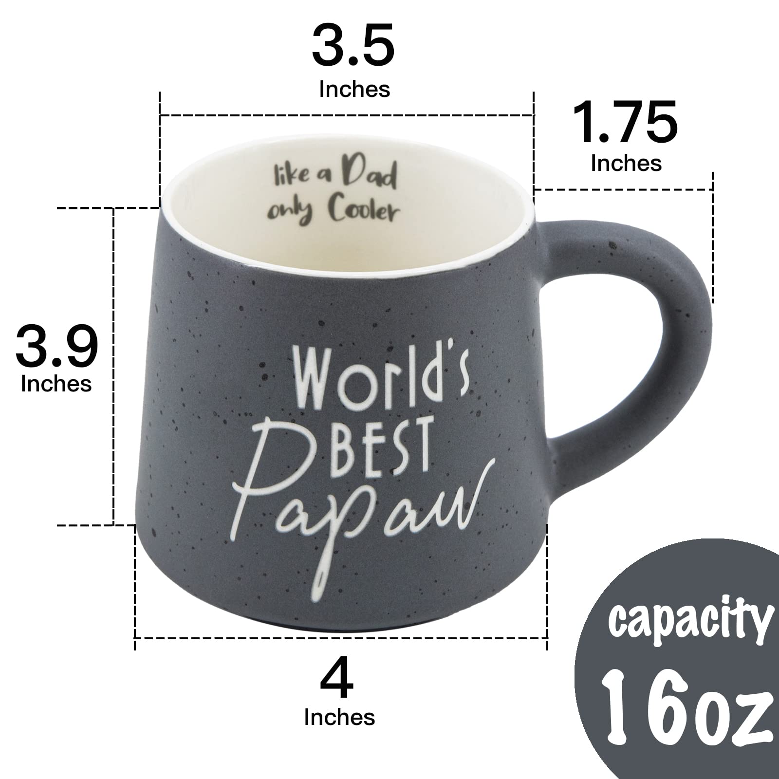 COLLECTIVE HOME - Coffee Mug, Family Ceramic Tea Cup, Funny Gift for Mother's Day/Father's Day, 16 oz, Dishwasher and Microwave Safe, World's BEST Papaw
