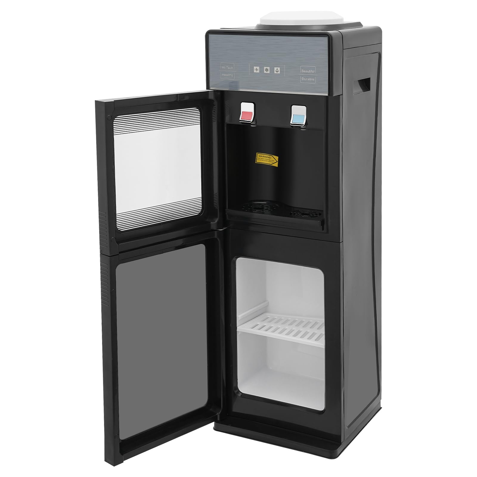 Fontaine à Eau Chaude et Froide 3 Températures, Distributeur d'eau par Bonbonne 5Gal, Puissance 500W/90W, avec Compartiment de Rangement, pour Maison et Bureau, Gris