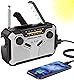 Solar Radio, AM/FM Tragbar Kurbelradio Dynamo Notfallradio mit 4000mAh Wiederaufladbare Batterie, Led Taschenlampe, SOS-Alarm für Camping, Ourdoor, Notfall (Grey)