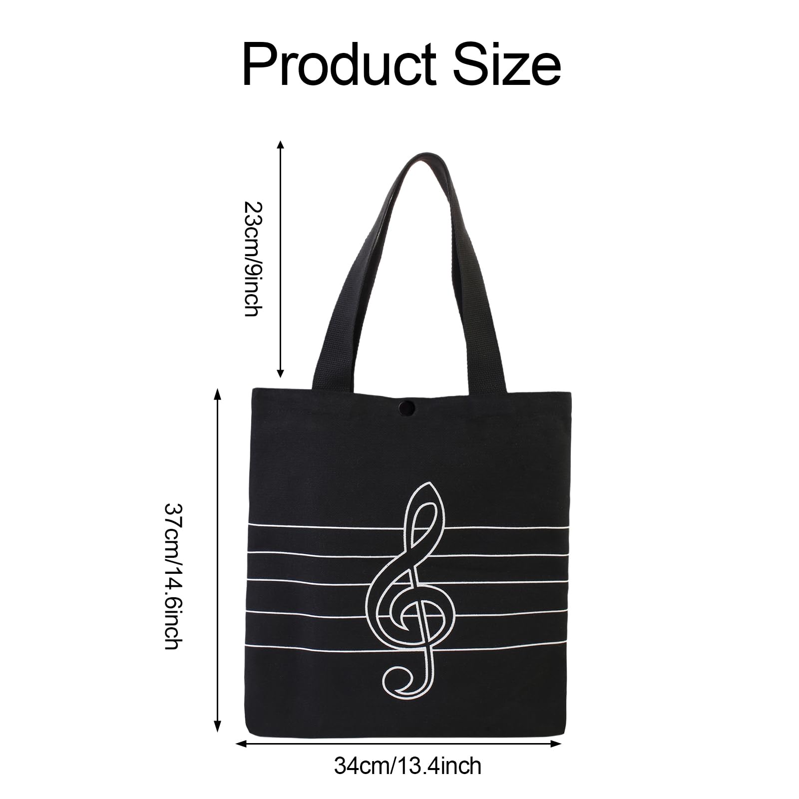 Bolsas de comestibles reutilizables con patrón de música, bolsa de música, bolso de hombro, Clave triple 2