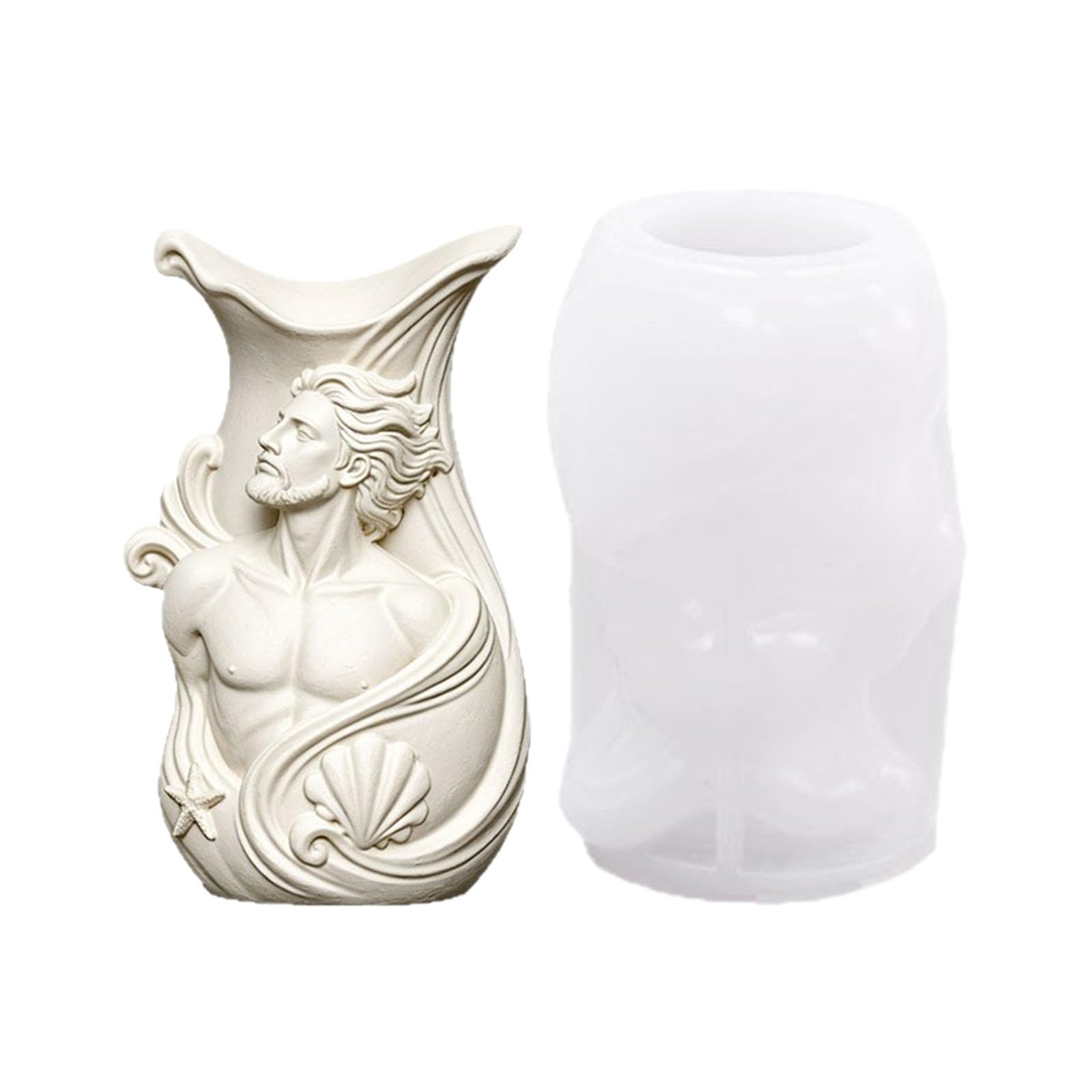 Elnwnnkc Prince Relief Silicone Mold, Vase Casting Mold for Resin, Wax and Plaster Use, Open Top Holder Form for Desktop Decor and Home Projects Relief Holder Shape Tabletop Decor Form Wax