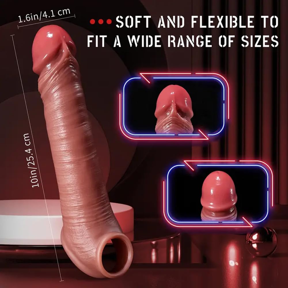 Guaina Pene con Anelli per Coppia, Silicone Penis Sleeve con Cock Ring Sex Toy per Uomo, per Guaine Prolunghe e l'ingrandimento del pene, Ritarda l'eiaculazione, Aumenta per L'erezione(YFBA-005)