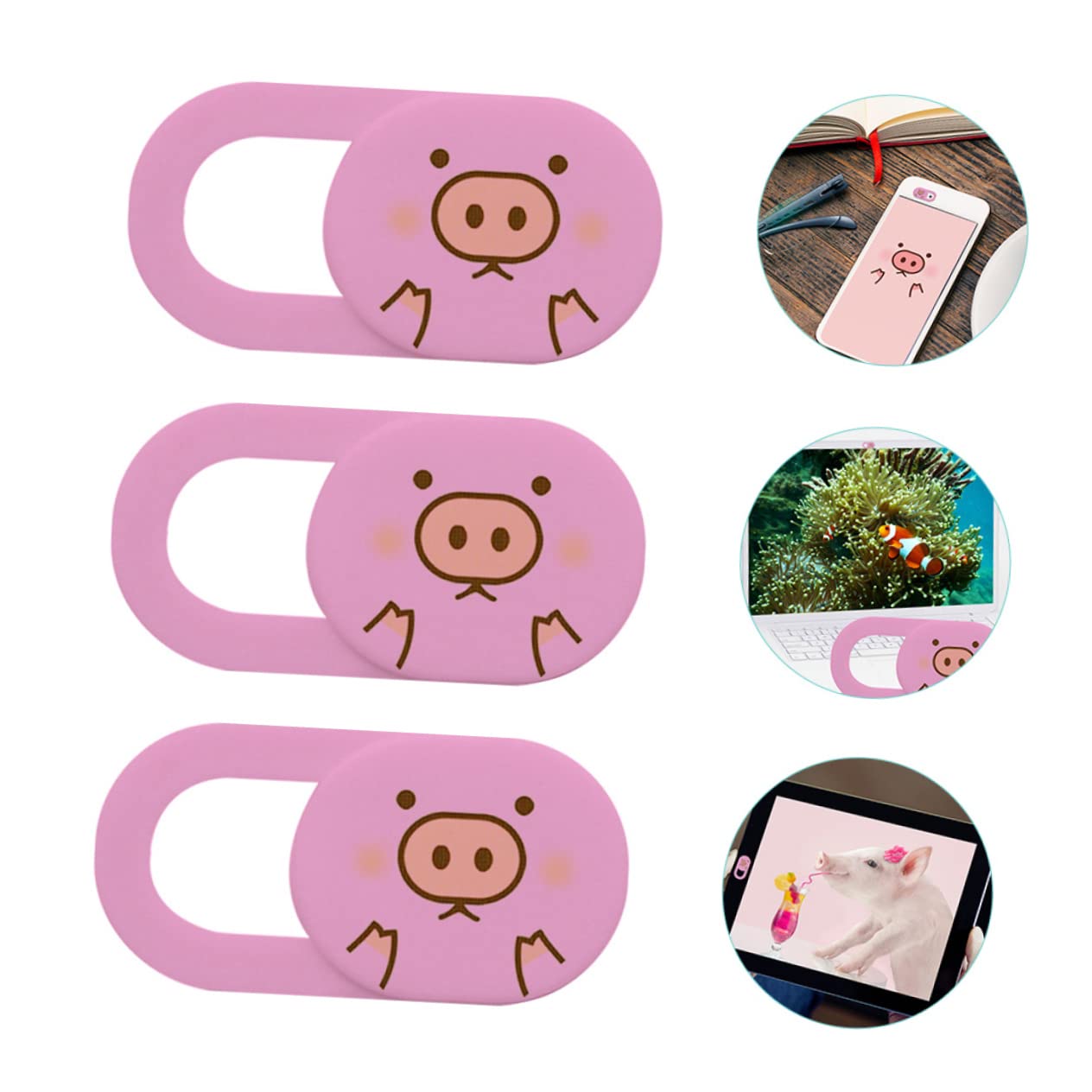 UKCOCO Cubierta Webcam Deslizante Rosa Ultra Delgada de Abs para Portátil y Móvil Protección de Privacidad Pack de 3 Unidades