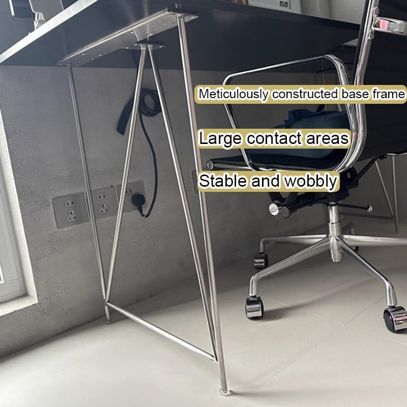 Table Legs Set of 2 for Furniture, Industrial Style Metal Desk Legs, Stainless Steel Table Base for Night Stand Desk Bench(27.6x6.3x28in)