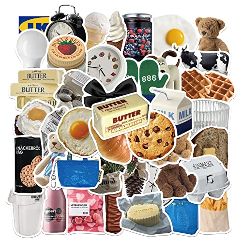BuerHomie 50 autocollants Epicerie pour ordinateur portable, vélo, moto, valise, bouteille d'eau, autocollant vinyle étanche, sticker esthétique set pour garçons, filles, adultes Cover