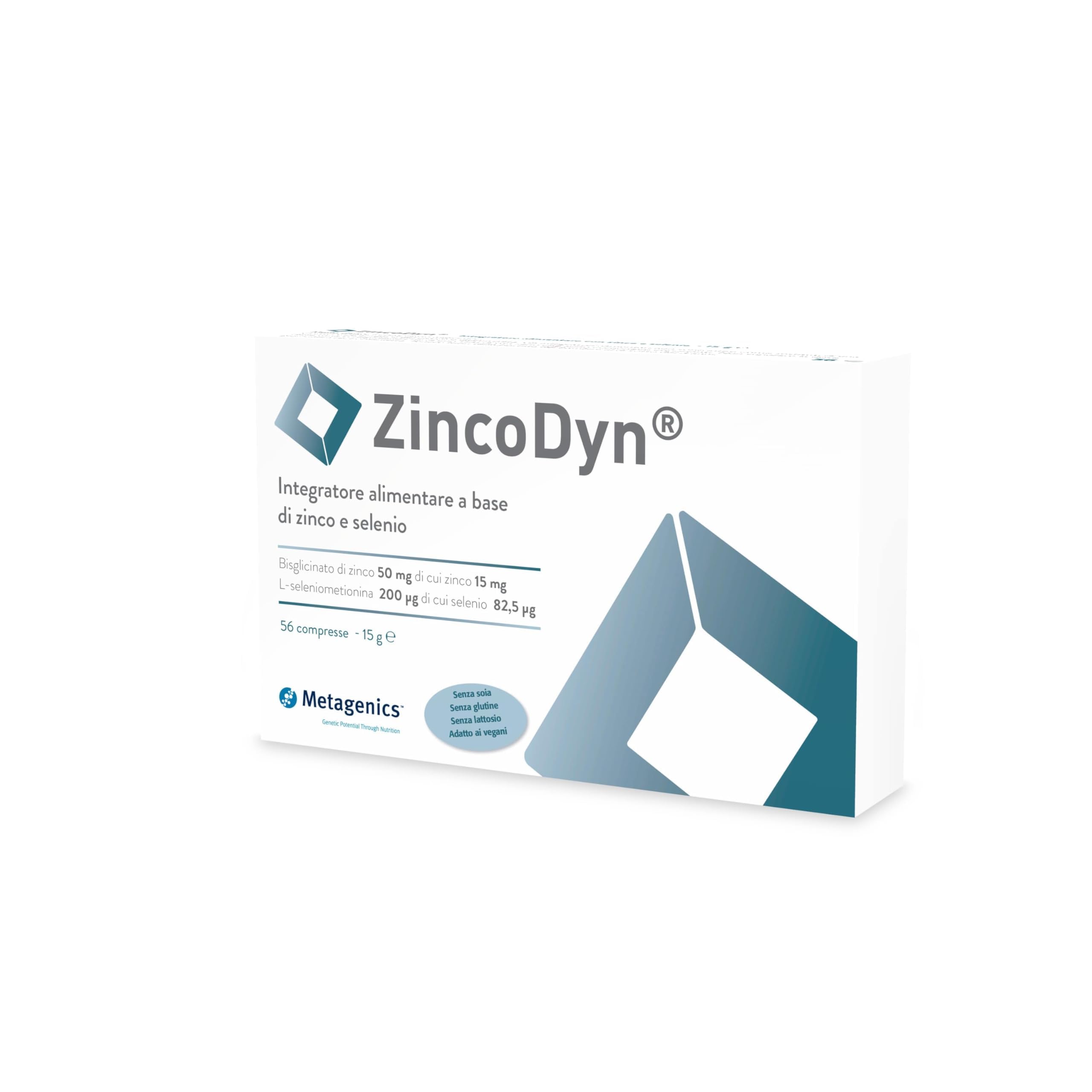 Metagenics ZincoDyn - Zinco e Selenio per il Benessere di Unghia, Capelli, Pelle e per Sostenere le Difese Immunitarie - 56 Compresse