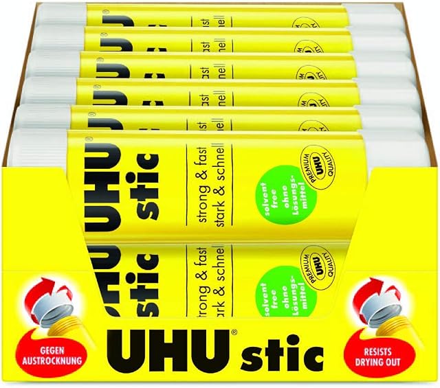 UHU 45621 Stic klej w sztyfcie, zmywalny, nietoksyczny, 40 g, 12 sztuk