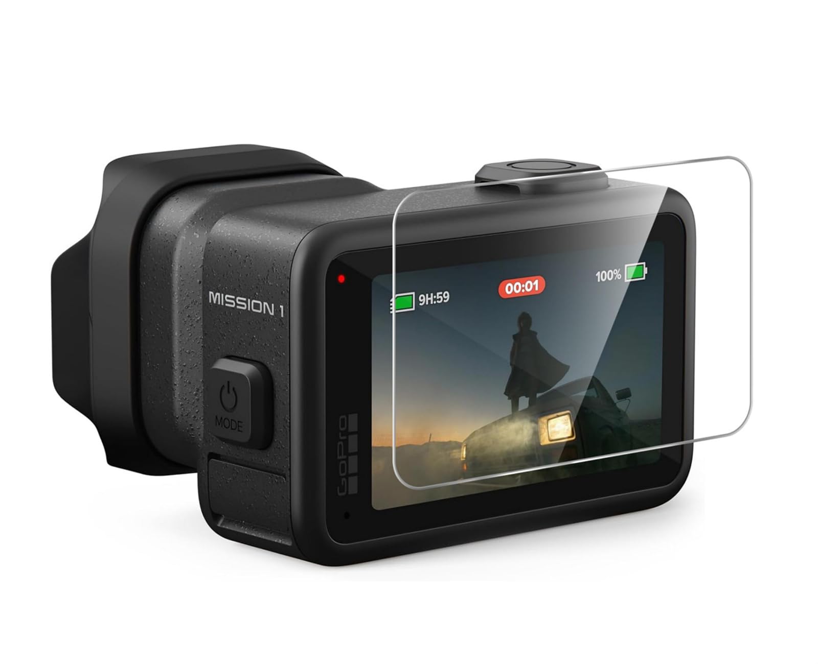 GIOPUEY Vetro Temperato Compatibile con GoPro Mission 1 PRO, 4 Pezzi Pellicola Prottetiva e 2 Pezzi Pellicola Fotocamera, HD, Resistente ai Graffi, Senza Bolle (Transparent)