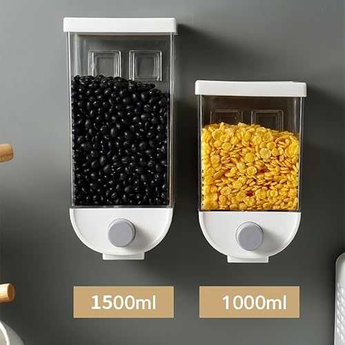 Miniatura 2 de Hemoton Dispensador de alimentos secos Montado en la pared Caja dispensadora de cereales para cereales, nueces, frijoles, caramelo, arroz, avena,