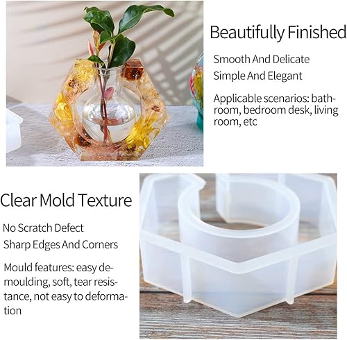 Miniatura 4 de Molde de resina de silicona para estación de propagación de plantas, molde epoxi hexagonal para hidropónico, con botella de plástico para decoración