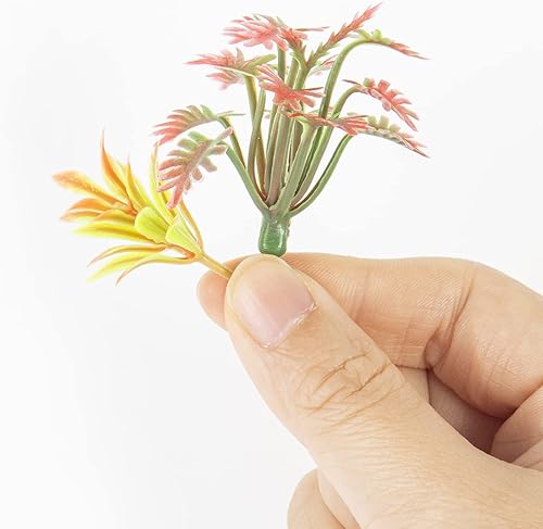 Miniatura 2 de 90 piezas de plantas modelo mixtas plantas en miniatura, mini arbustos verdes, modelo de arbustos para tren, paisaje, ferrocarril, arena, diseño