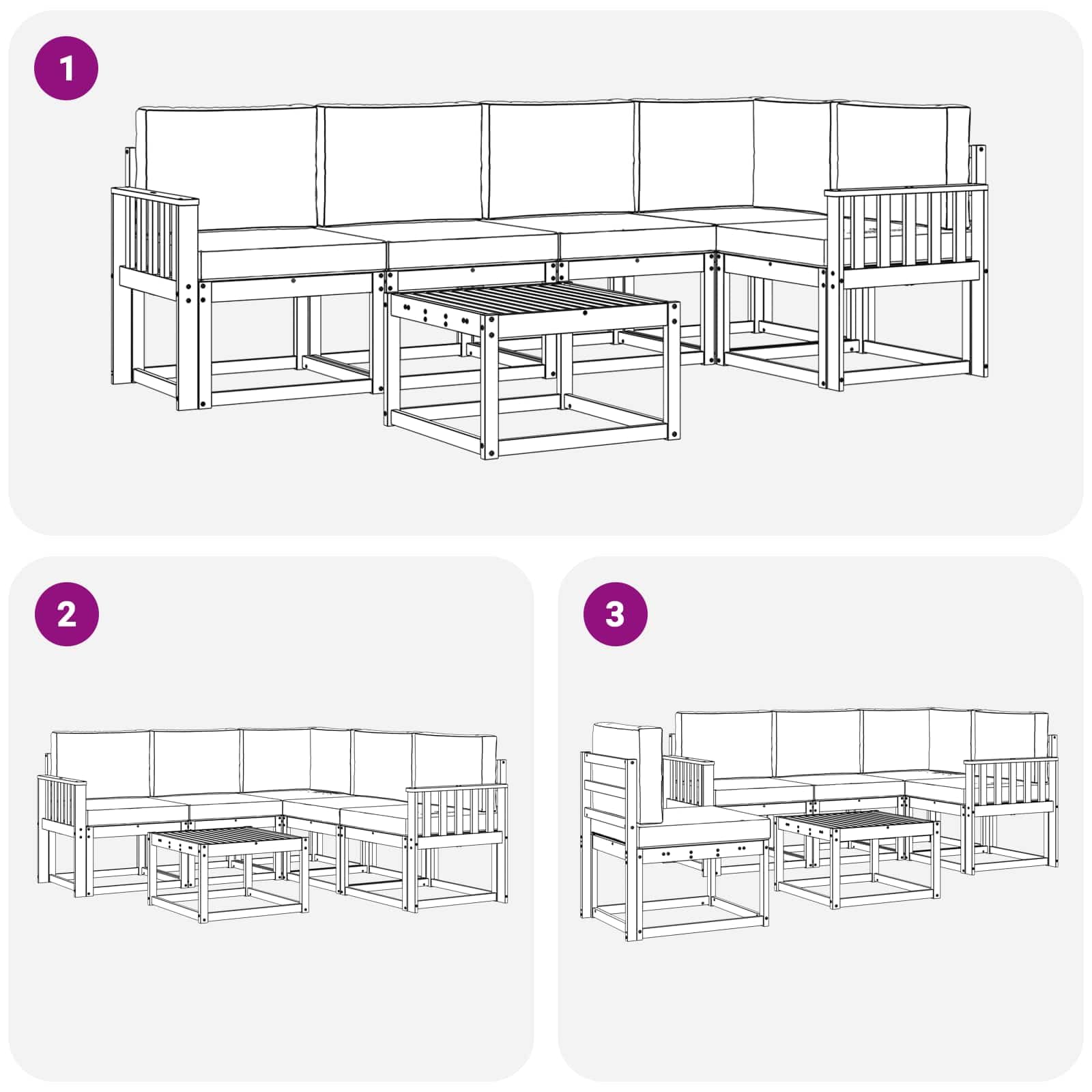 vidaXL Conjunto de sofás de Exterior 6 uds. Gris Natural y Claro