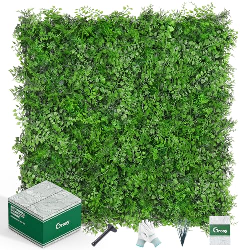 Grooy 20'x20' Artificial Hedge Grass Wall, 12PCS Boxwood Panels, Greenery Backdrop Panles, UV Protected Privacy Fence Screen, Green Wall Decor for Outdoor Indoor Wedding Décor