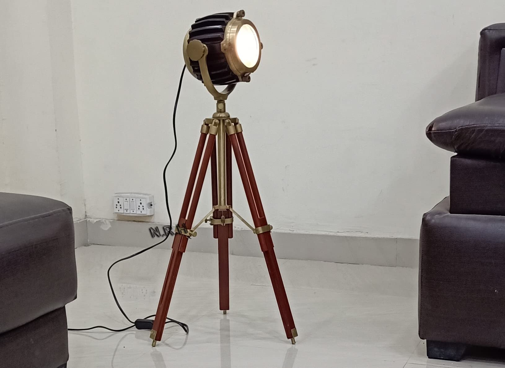 Nautical Replica Hub Faro antiquariato in piedi per cinema– treppiede in legno lampada da tavolo lettura luce per soggiorno decorazione film
