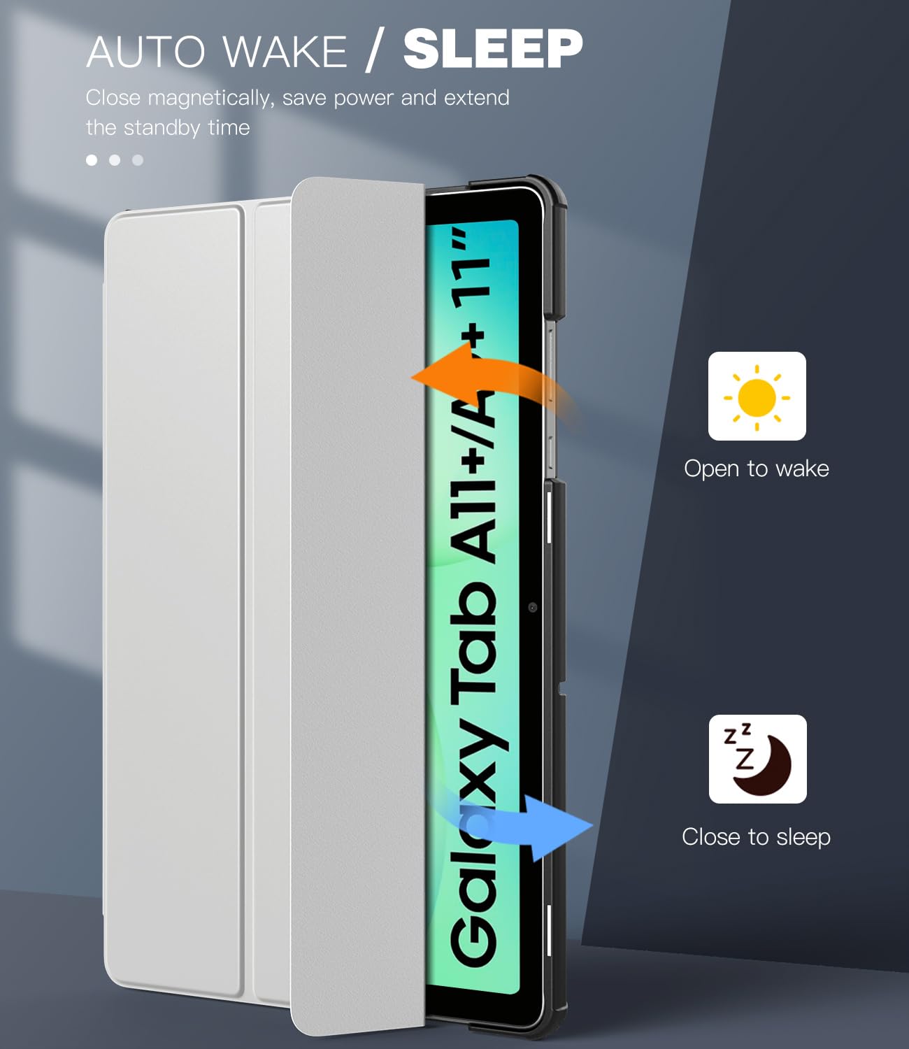 TiMOVO Cover per Samsung Galaxy Tab A11+ Plus/A9+ Plus 11 Pollici (2025/2023), Custodia Protettiva Leggera e Sottile con Cover Rigida, Auto Sveglia/Sonno, Grigio Albicocca