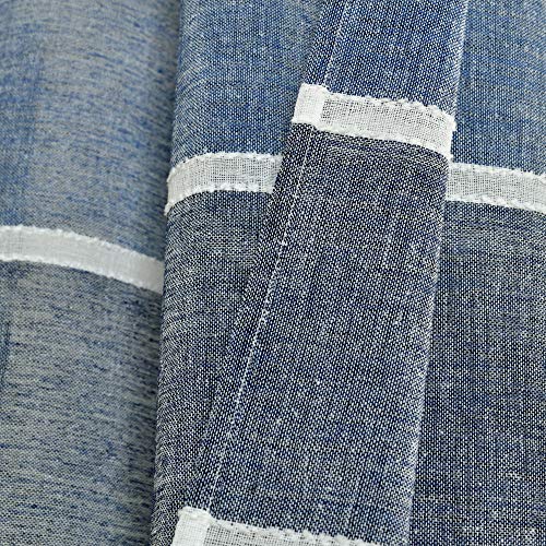 Lush Decor Navy Textured Striped Grommet Sheer Window Curtain Panel Pair (84" x 38"), 84" x 38, W 38" x L 84" (1 Panels) - Image 2