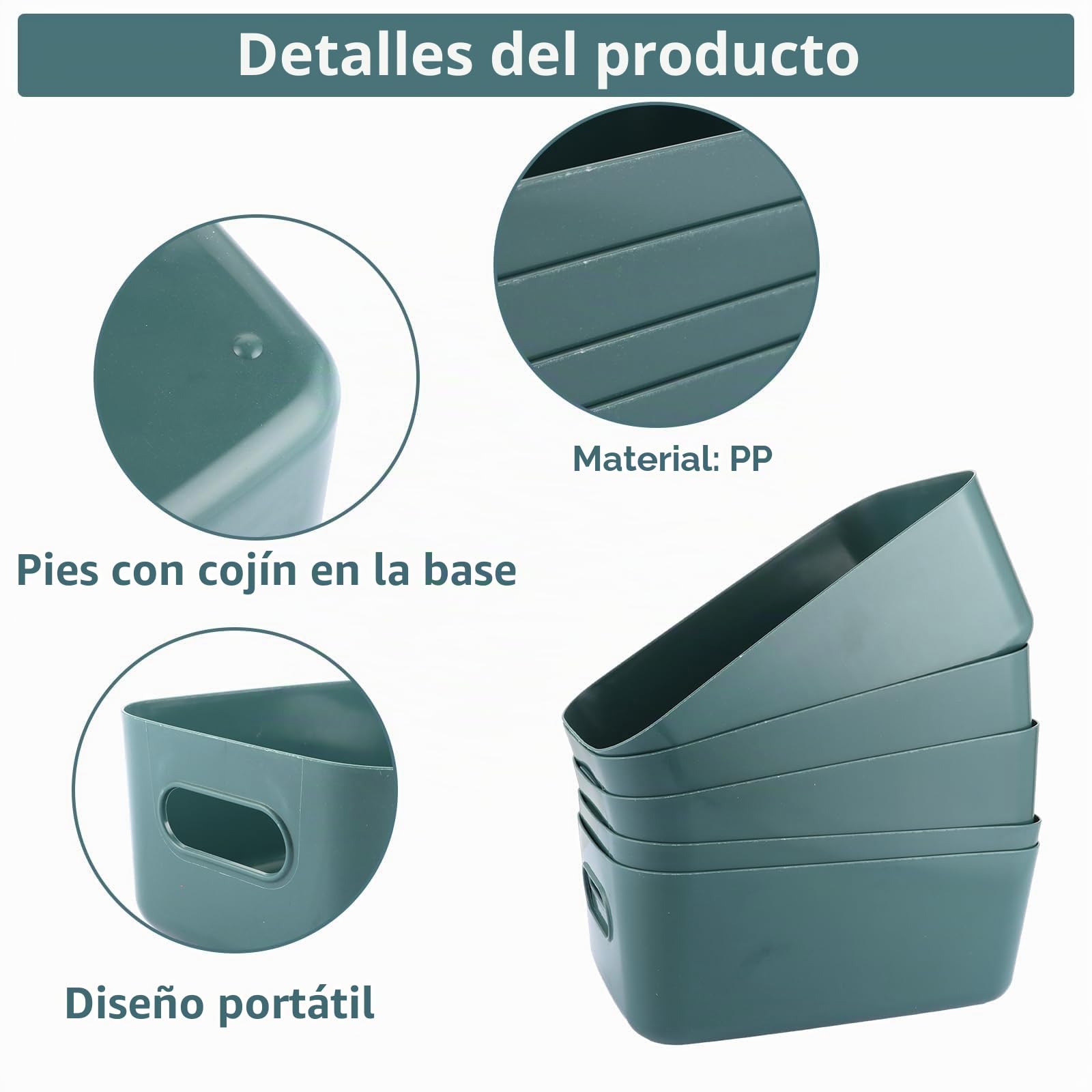 YAYODS Juego de 10 Cajas de Almacenaje de Plástico con Asas (30x20x12cm), Cestas Organizadoras Apilables para Armarios, Cocina, Baño y Oficina - Azul Marino Moderno