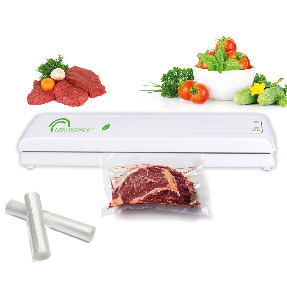 LITTLE BALANCE 8314 Happy Saver - Rouleaux de mise sous vide alimentaire - Pour toutes machines sous vide et appareils d'emballage sous vide - 2 rouleaux mise sous vide 280 x 5000 mm