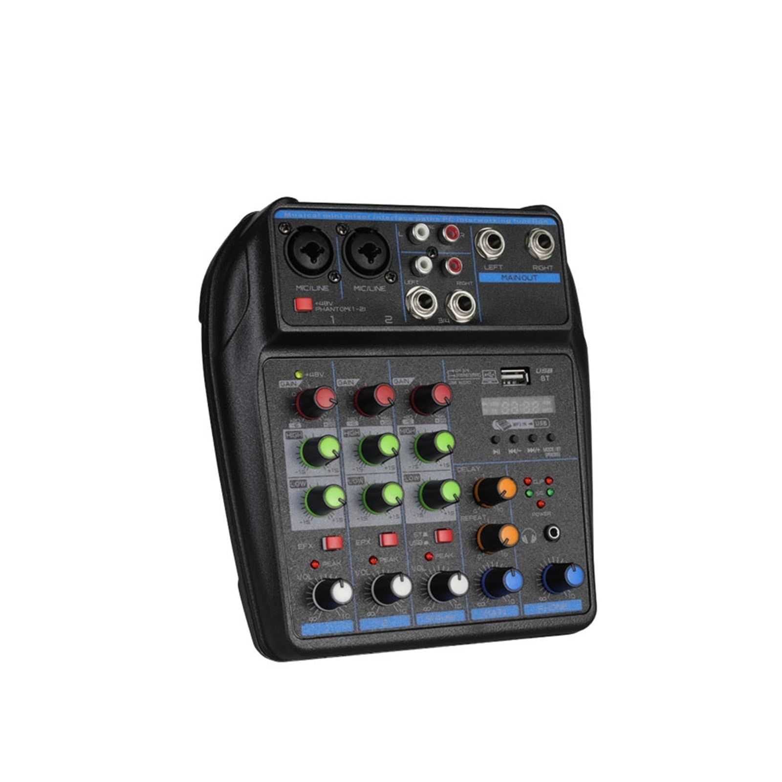 Mikser audio, Mikser 4-kanałowy DJ konsola z 48V Phantom Power Monitor System USB do karaoke w studiu
