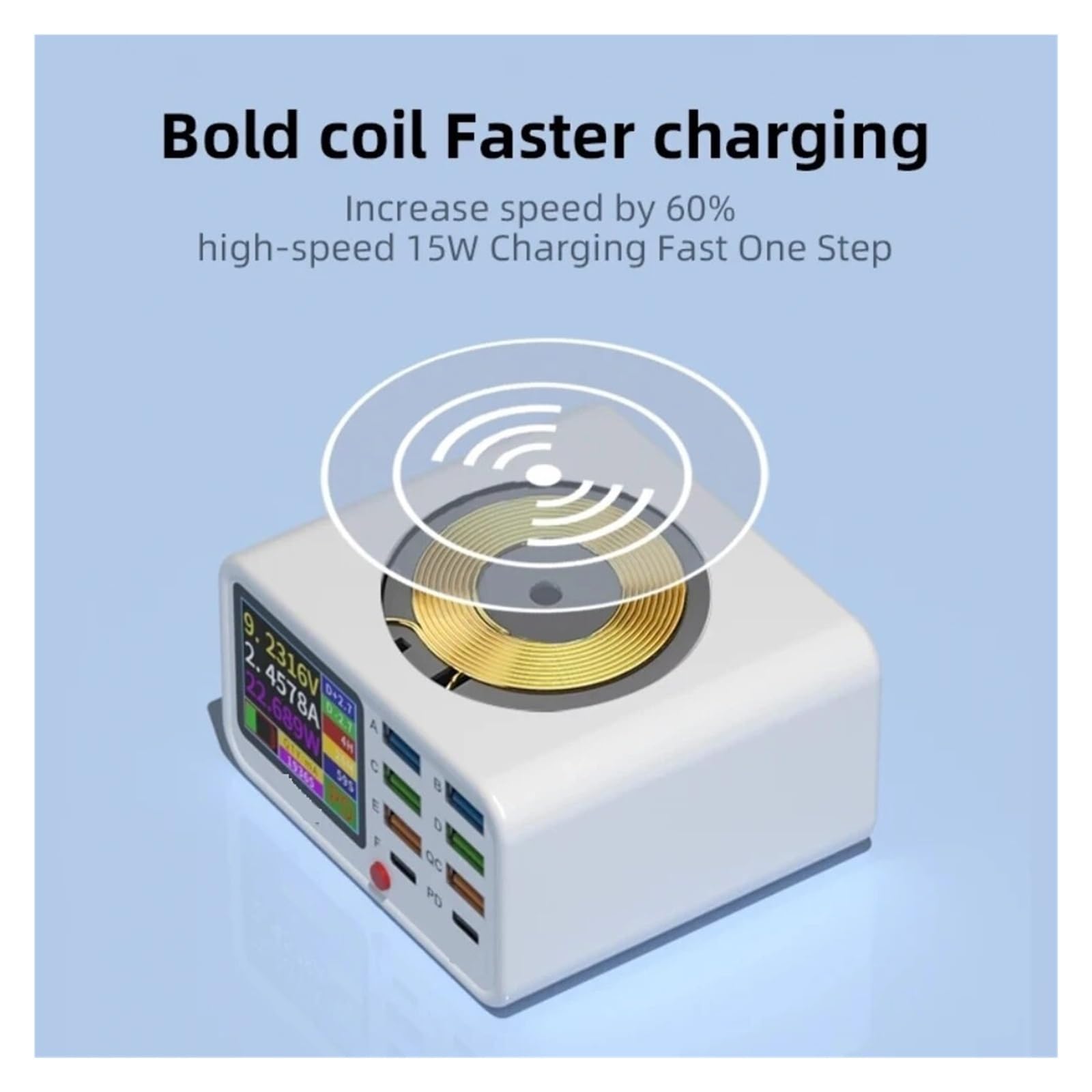 Cargador De Detección De Corriente Visual Inalámbrico Rápido USB Multifuncional De 8 Puertos For Carga Flash De Teléfono Móvil Cargador Rápido