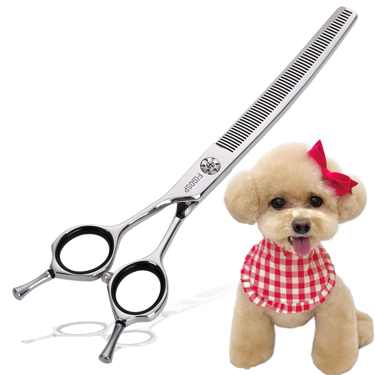 FOGOSP Left Handed Curved Thinning Shears 7 in Professional Left Pet Grooming Scissors for Groomer โ image 1