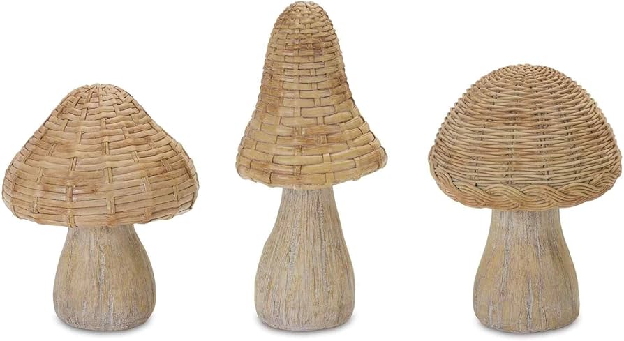 mushroom　0120 Amazon.com : Melrose International Wicker Mushroom D?cor (Set of 3