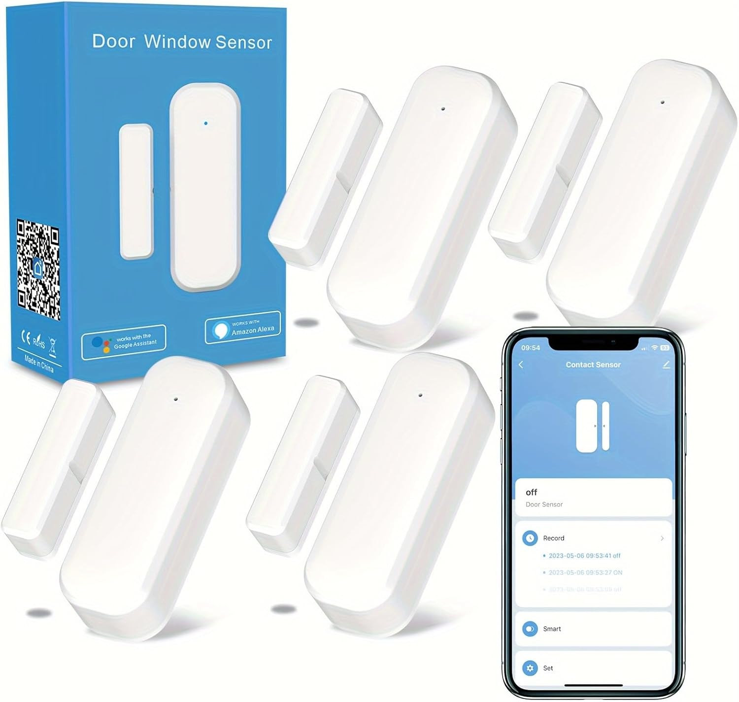 4-Pack Smart Door and Window Sensor,...