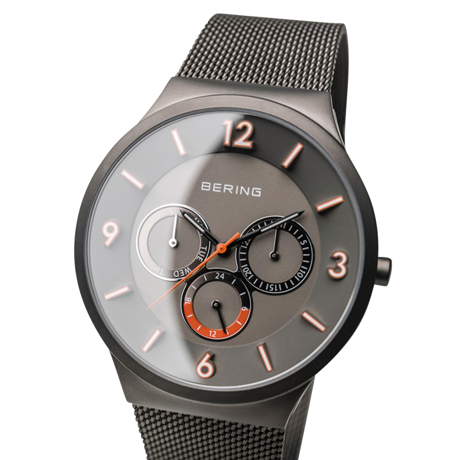 BERING 33441 Orologio da uomo al quarzo, orologio da polso con cassa in acciaio inossidabile da 41 mm, quadrante, cinturino in maglia milanese, vetro zaffiro