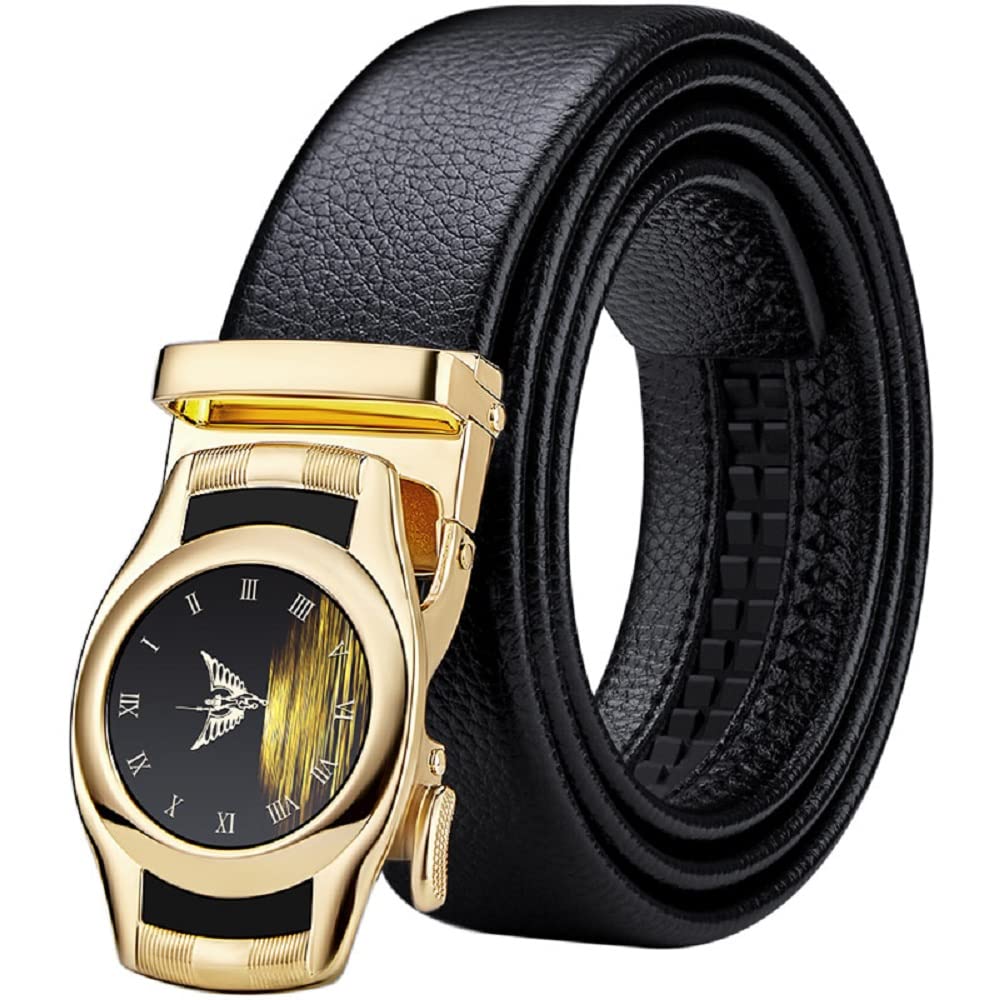 VANNANBA Leather Ratchet Belts for Men Automatic Buckle with Belt Box, Gift for Men