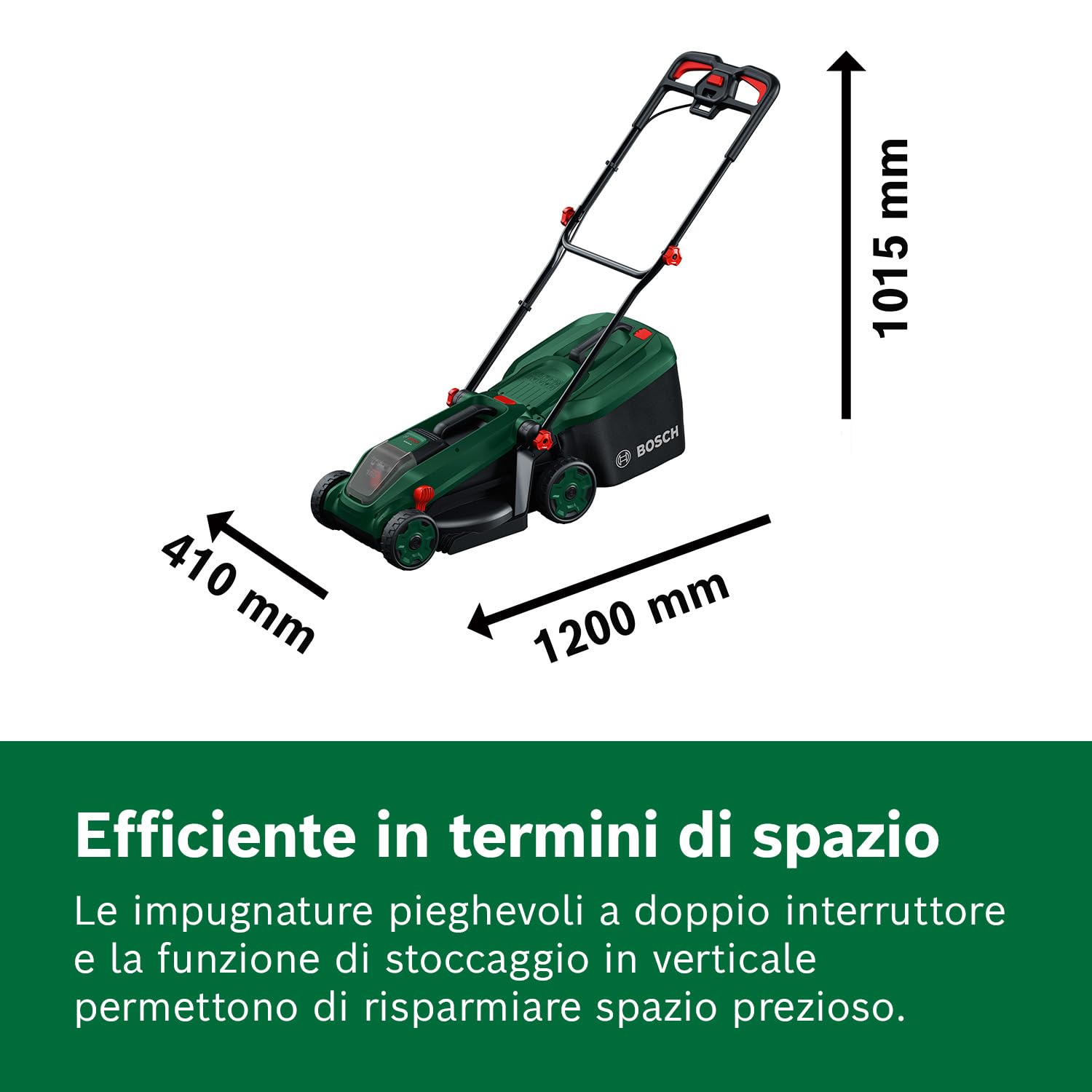 Bosch Rasaerba a batteria ROTAK18V-34 (larghezza di taglio: 34 cm, altezza di taglio: 25-65 mm, sacco raccoglierba in tessuto da 35 l, tappo per pacciame, senza batteria)