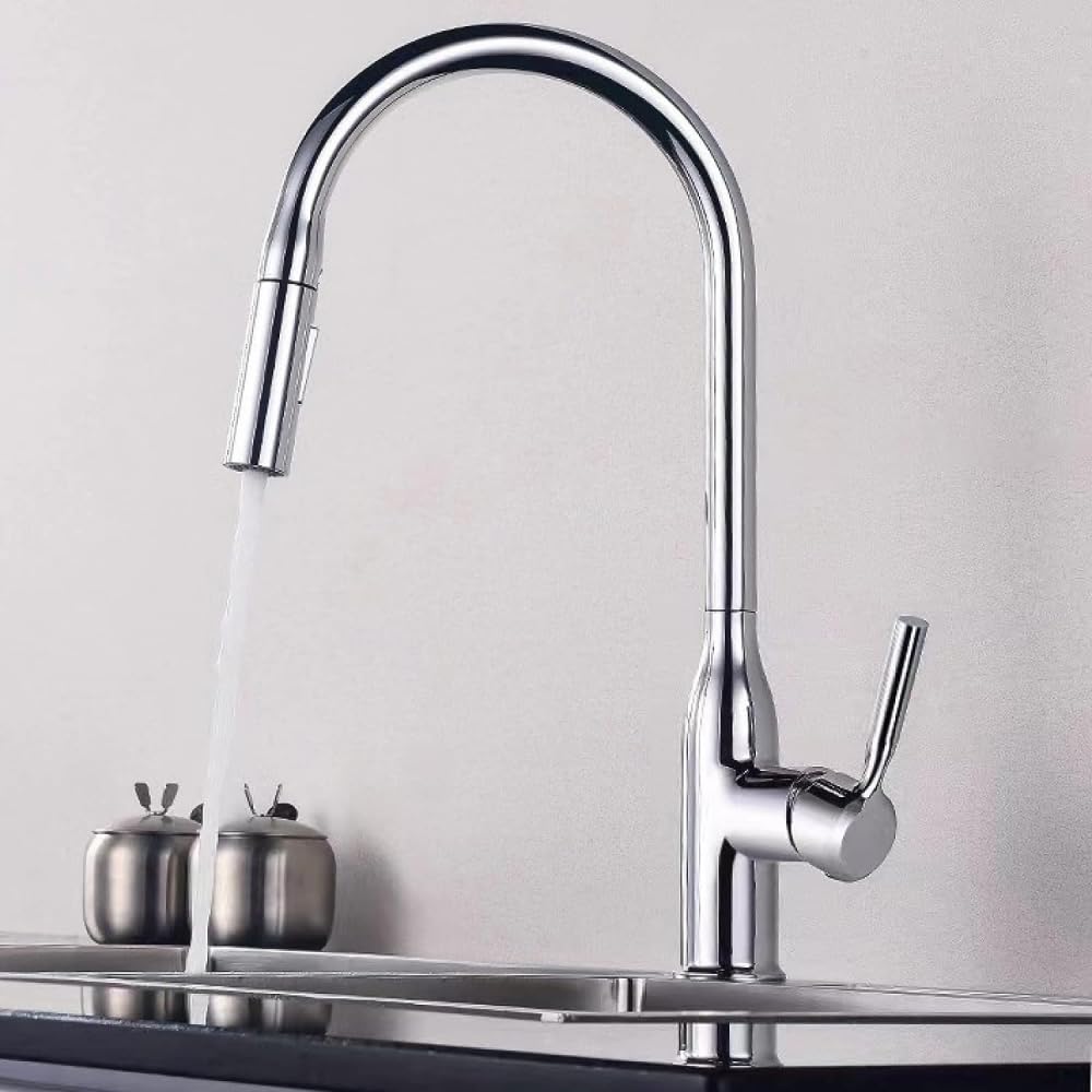 Robinet d'évier de cuisine en laiton gris au design architectural haut de gamme