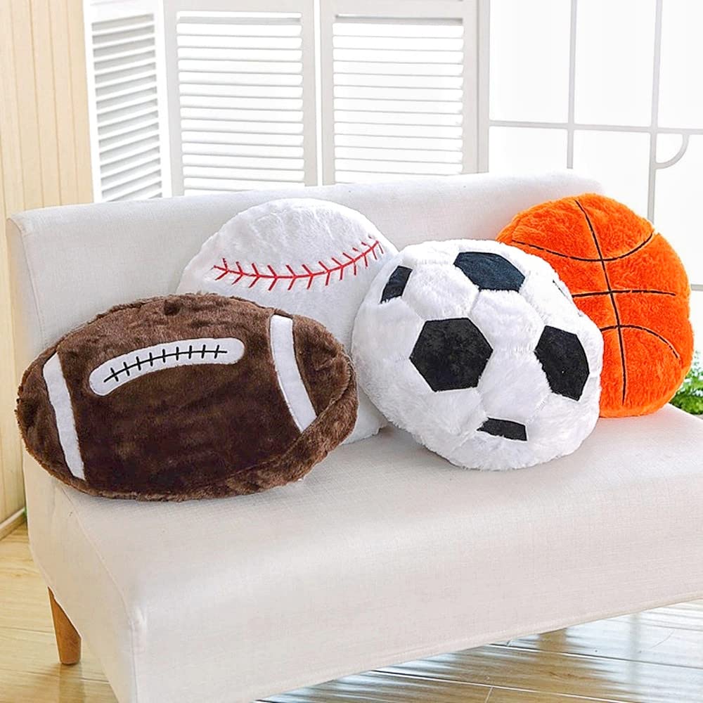 Almohada deportiva de rugby de 17.7 x 13.8 pulgadas, almohada suave de peluche, juguetes de felpa de fútbol mullidos y duraderos, regalo – para niños y niñas, decoración de habitación de sofá 4