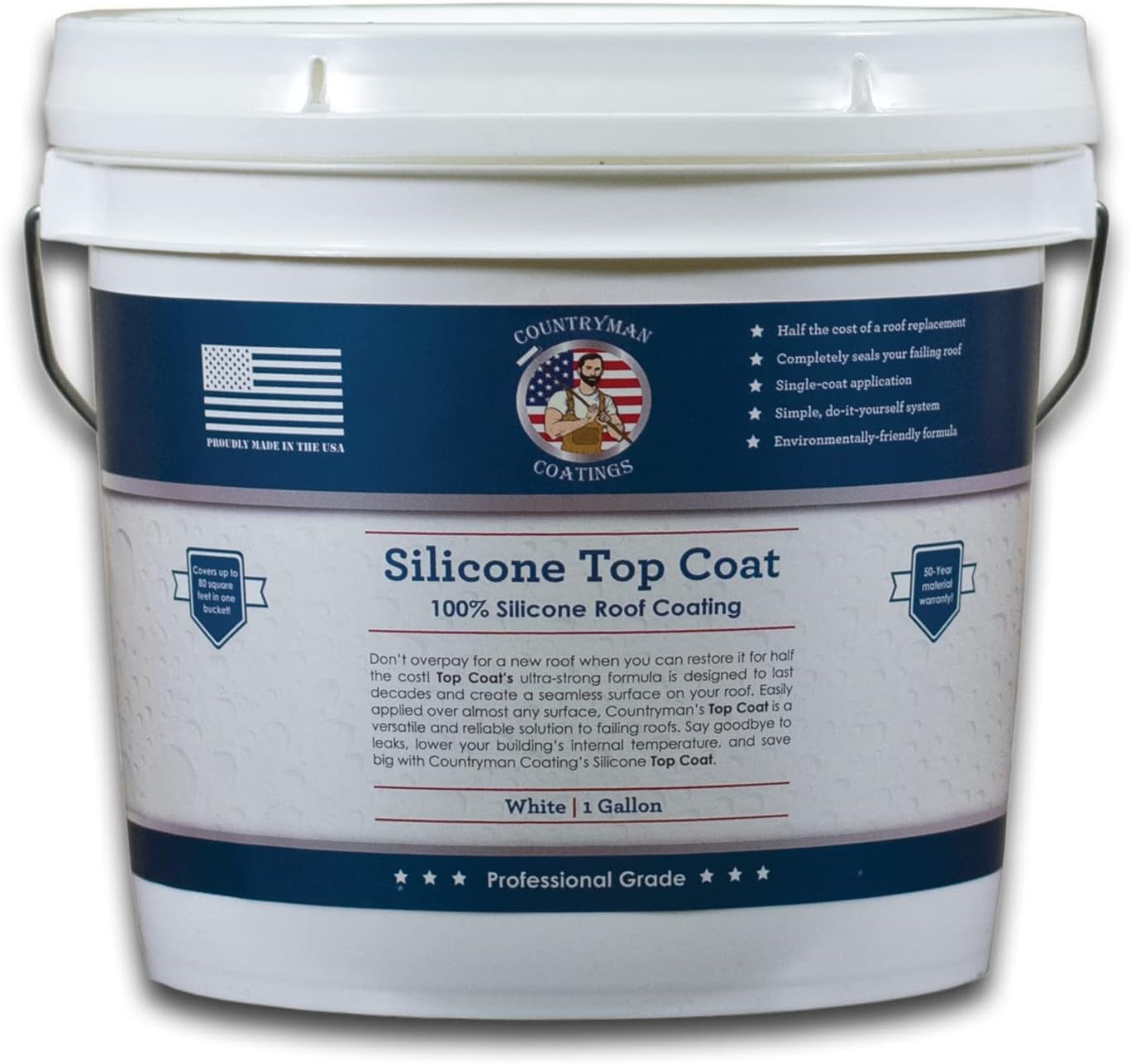 100% Silicone Roof Coating for RVs, Campers & Flat Roofs - Waterproof Seal for Leaks, Cracks & Seams - Ponding Water Resistant - 1 Gallon White