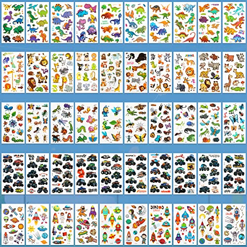 Oliker Temporary Tattoos For Kids 500+Pcs - Dinosaur Party Favors, Birthday Party Supplies For Kids Boys Girls Waterproof, Dinosaurs Animal Vehicles Space Fake Tattoos Stickers, Party Decorations Fillers #TOP1