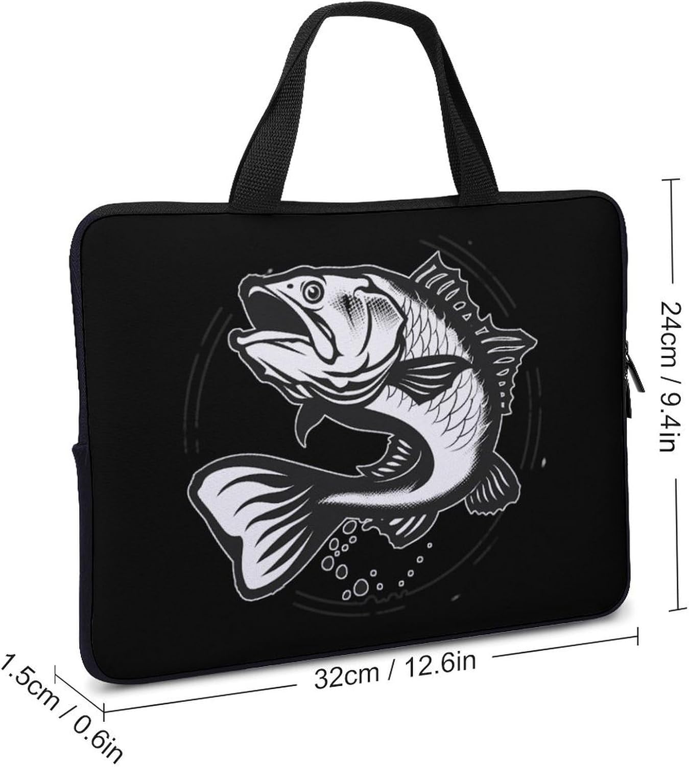 Walleye Fish Cartoon Laptop Bag Print Computer Sleeve Case Protector Briefcase Totes for Women Men